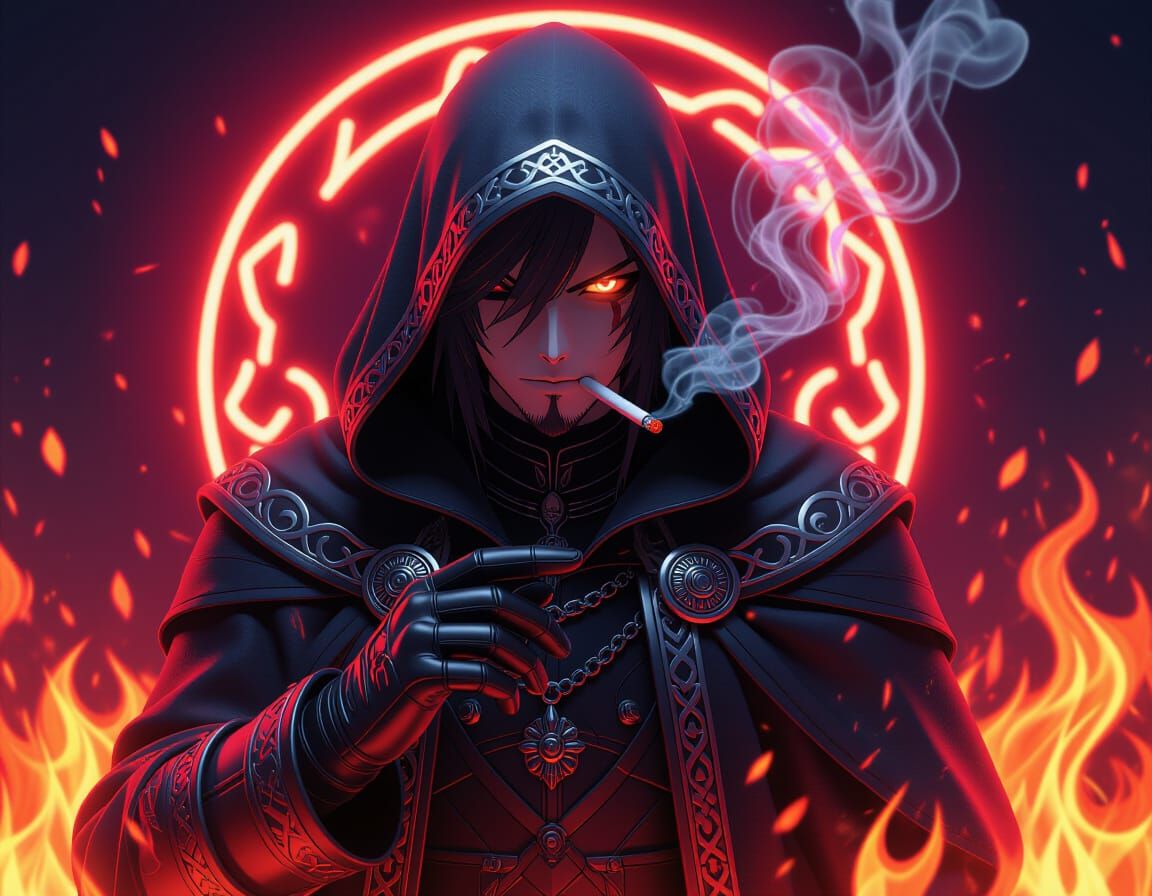 Neon Grim Reaper in 3D Anime Style