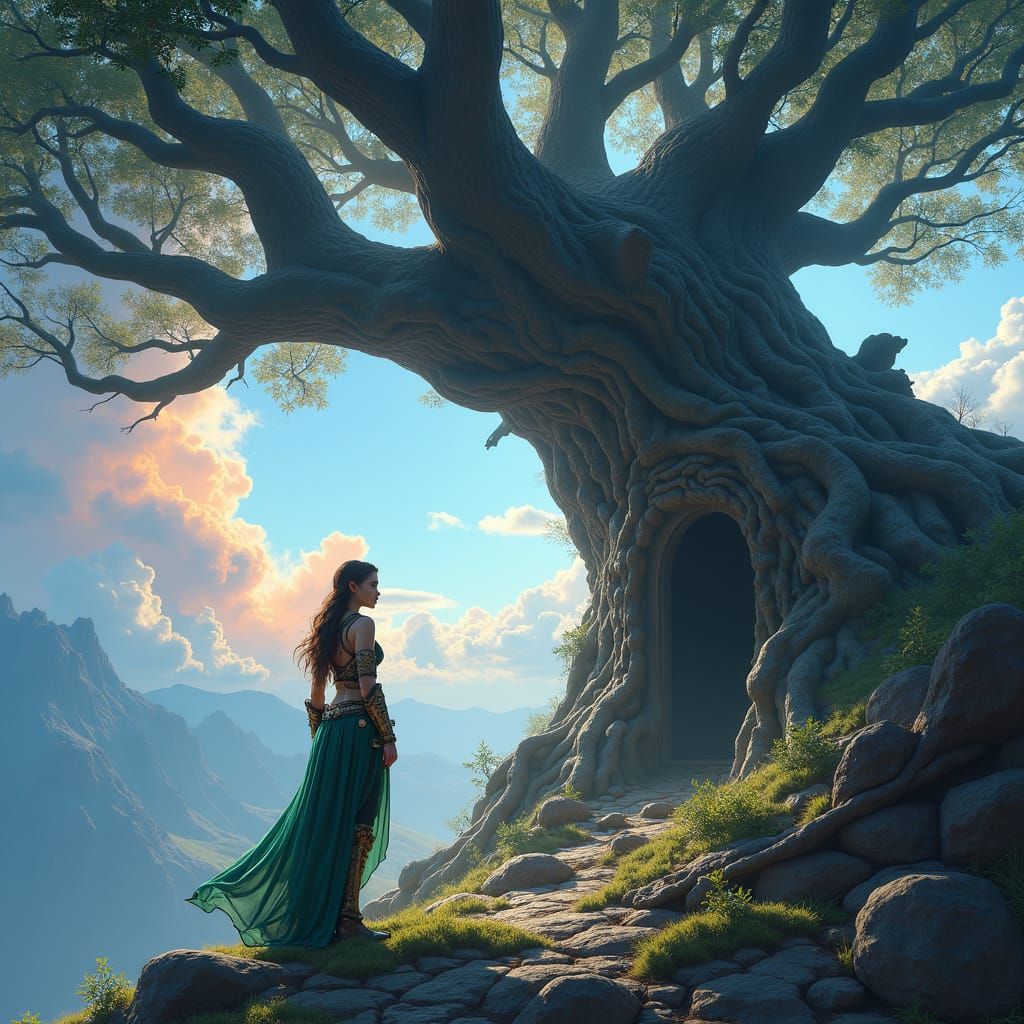 Fantasy Warrior Woman in Mystical Realm