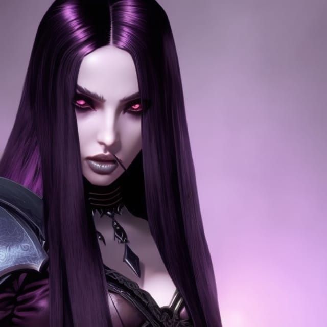 Gothic Dark Fantasy Princess with Purple Hair