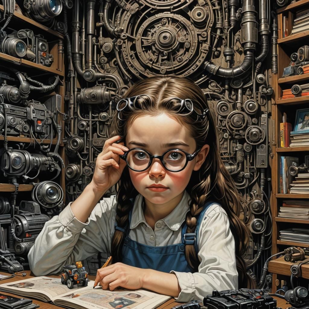 Innocent Girl with Toys: Comic Book Art