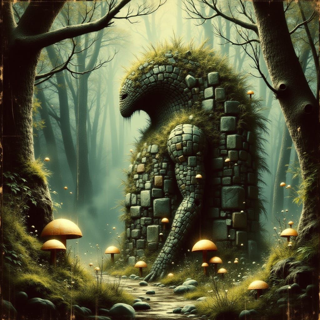 Ancient Golem Awakens in Sun-Dappled Forest Clearing