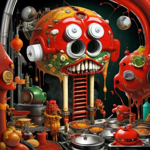 Surreal Cubist Dreamscape of Anthropomorphic Organs