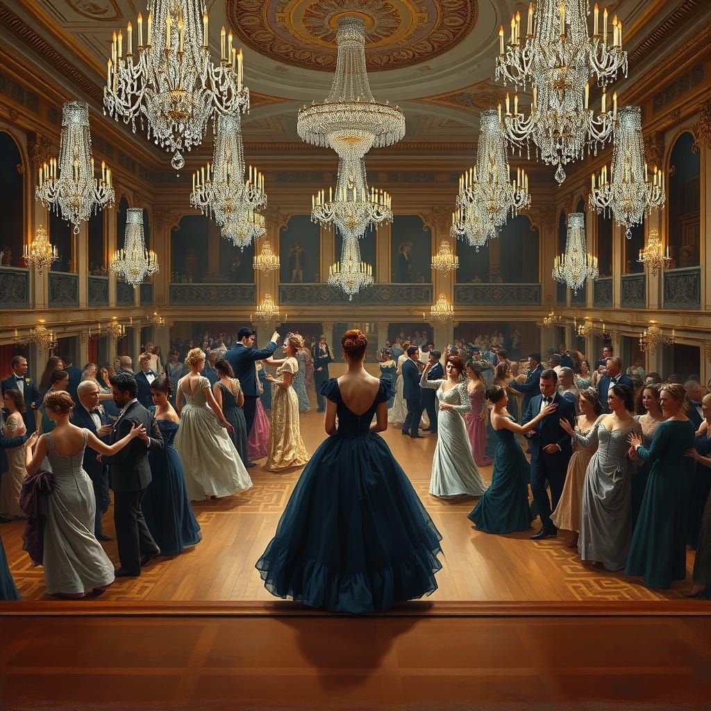 Elegant Ballroom Scene in Style of Sargent and Degas