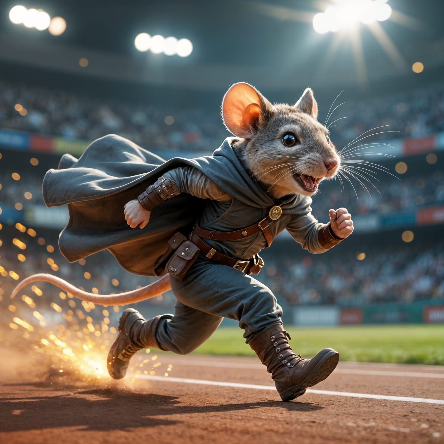 Finn the Mouse Adventurer Sprinting in Dynamic Sports Poster