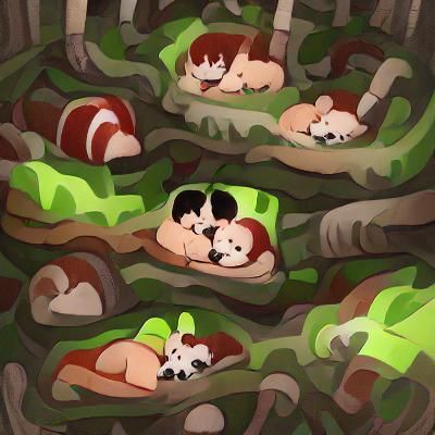 Chibblets Cuddling in a Lush Forest