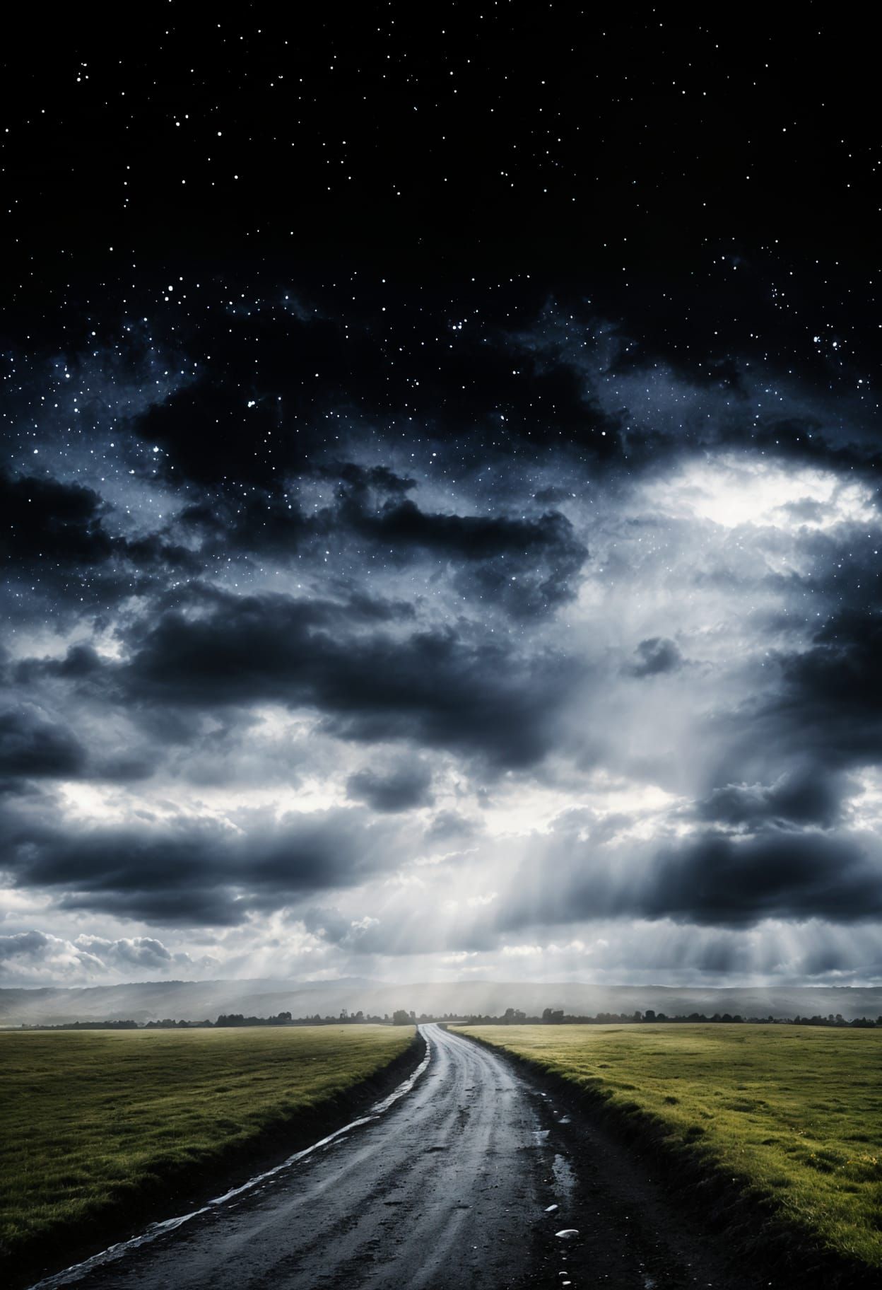 Lonely Road at Night: Atmospheric Mystery