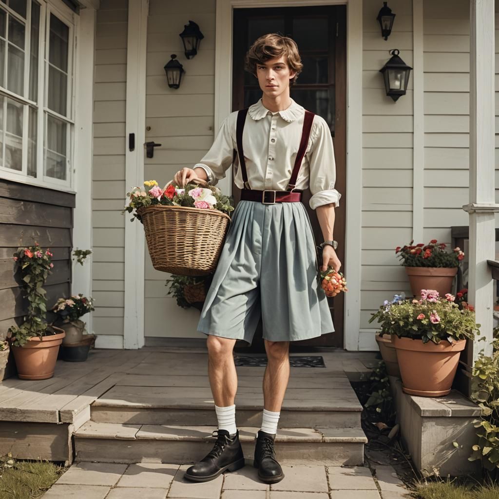 Cinematic Film Still of Boy Cross-Dressing