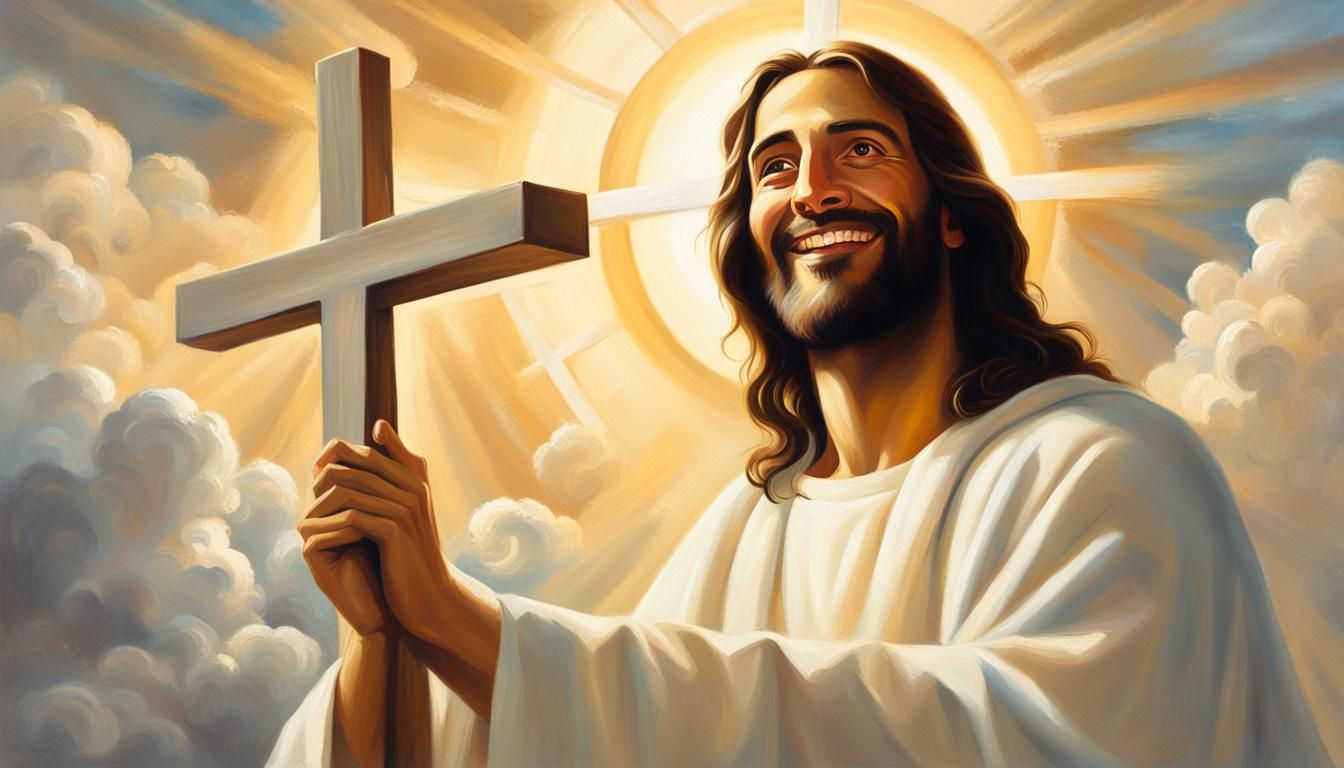 Iconic Portrait of Smiling Jesus Christ in Oil