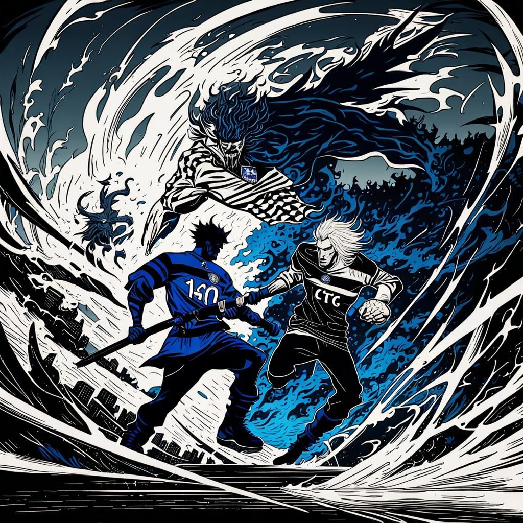 Intense Rivalry in Demon Slayer Style Manga