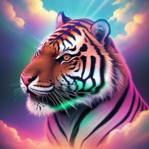 Tiger's Psychedelic Dream: Holographic Cosmic Illustration