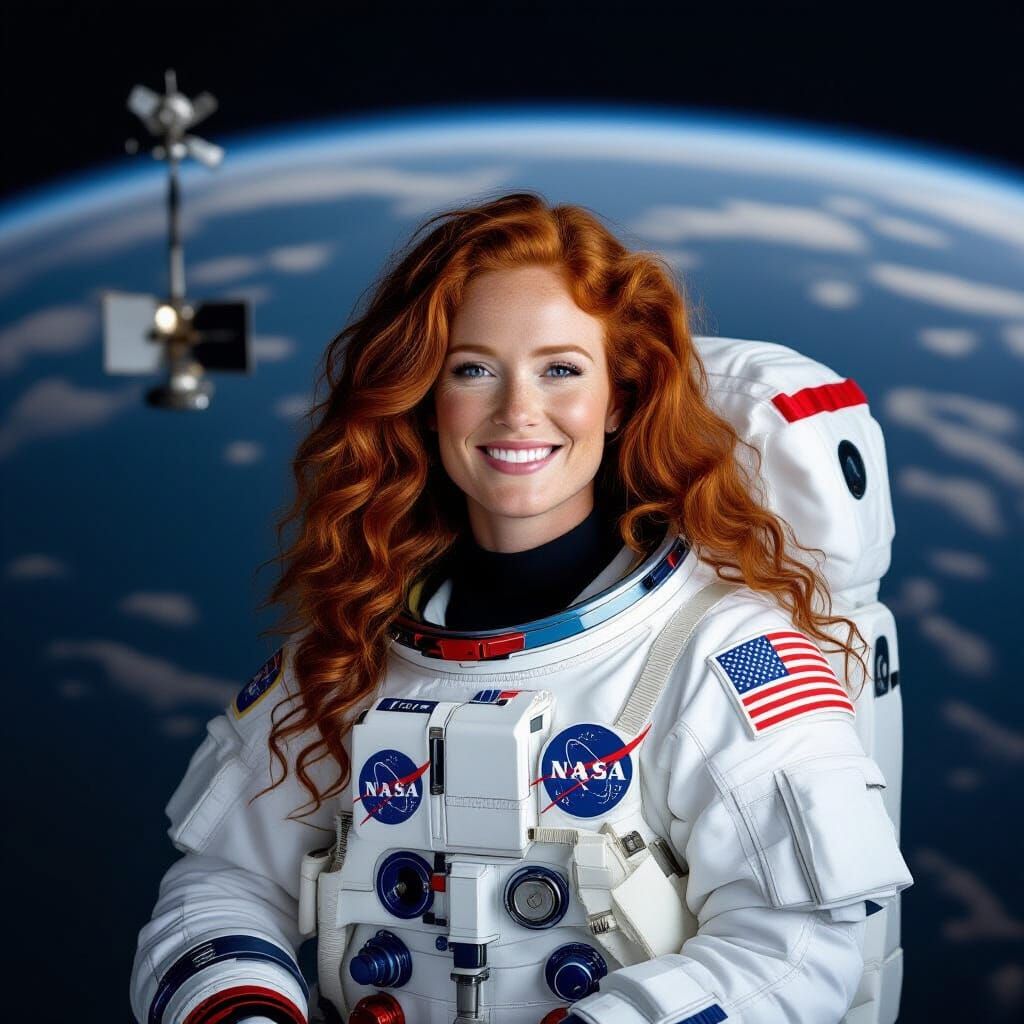 Red Haired Astronaut Commander: Artemis Lunar Base