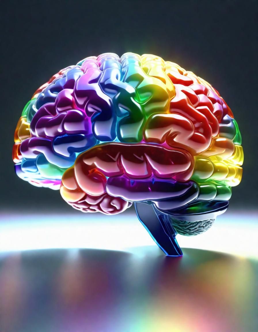 Rainbow Fractal Brain in Translucent Plastic