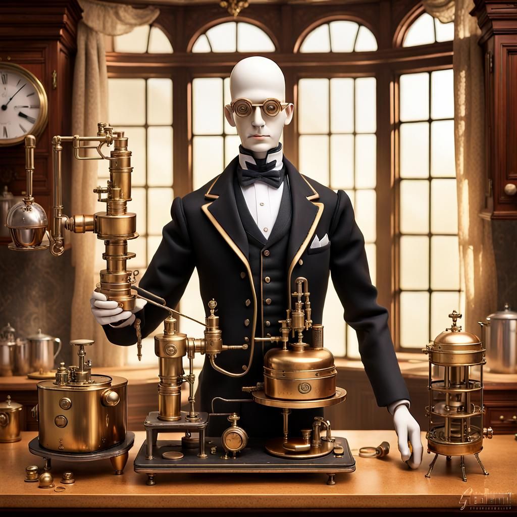 Steampunk Butler Automaton in Brocaded Velvet