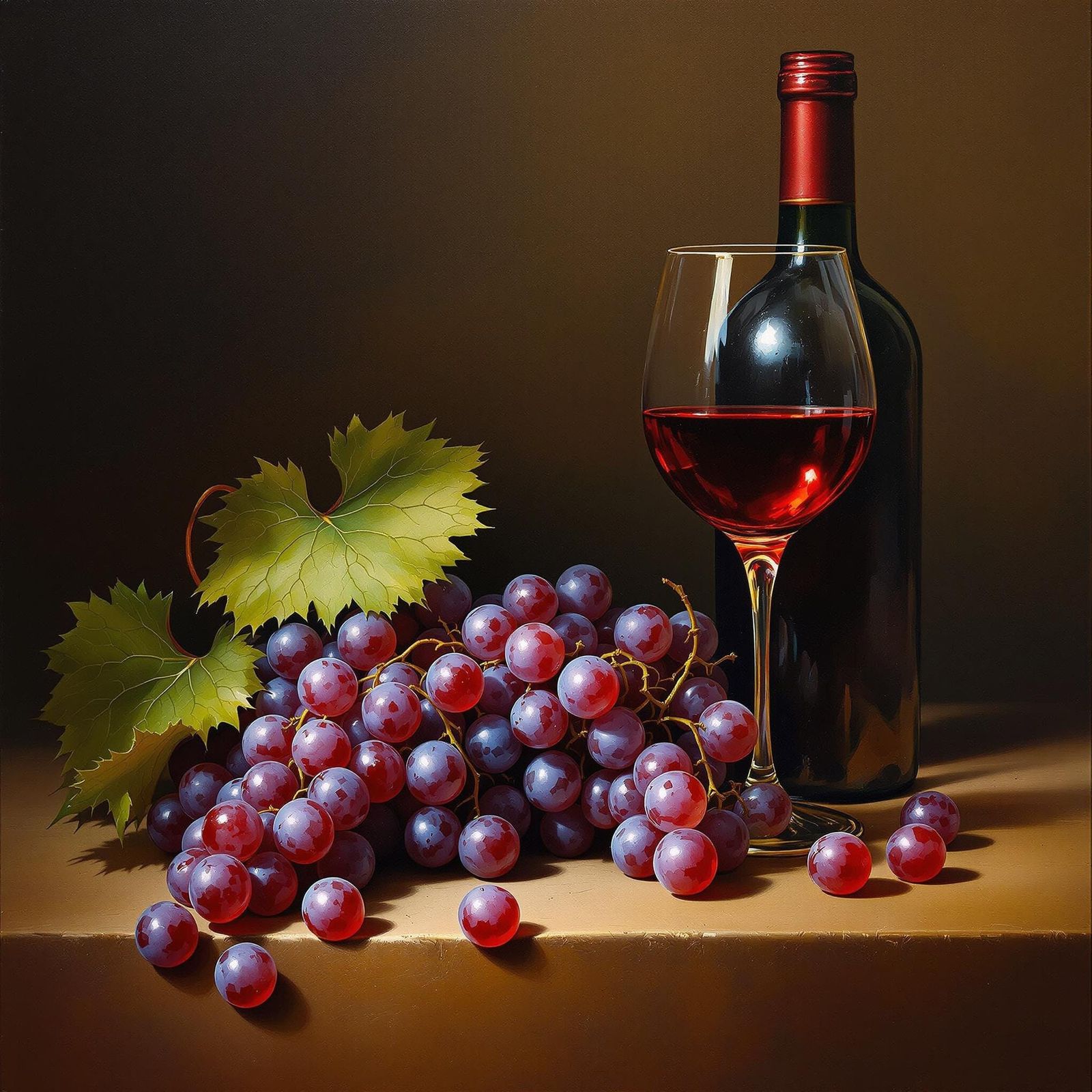 Grapes and Wine: A Still Life in the Style of Old Masters