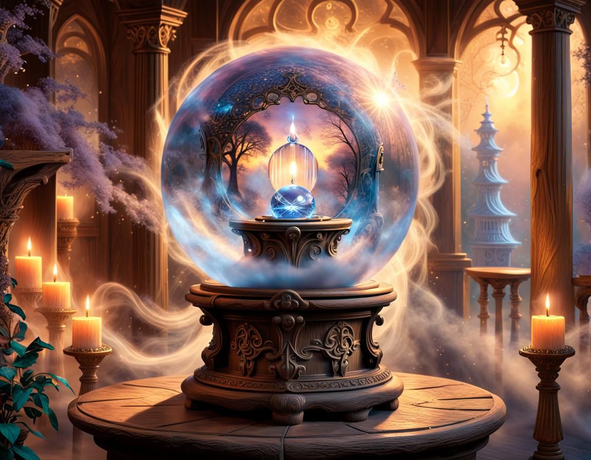 Glowing Crystal Orb Fantasy Art in Divine Light