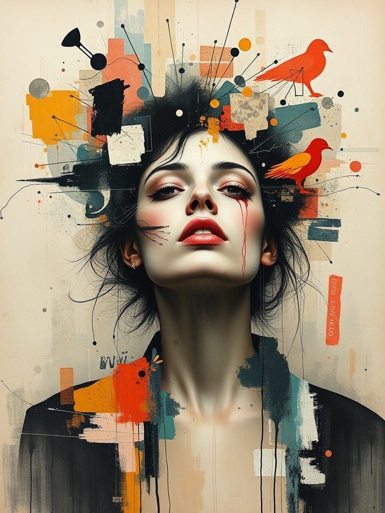 Fantastical Abstract Portrait in Muted Pastels