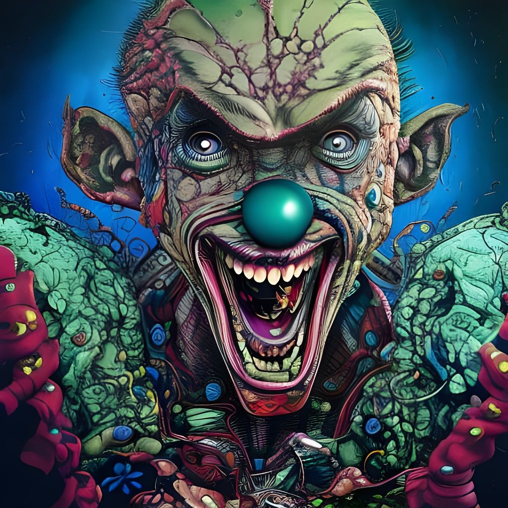 Hyperactive Alien Clown Mutant in Digital Style
