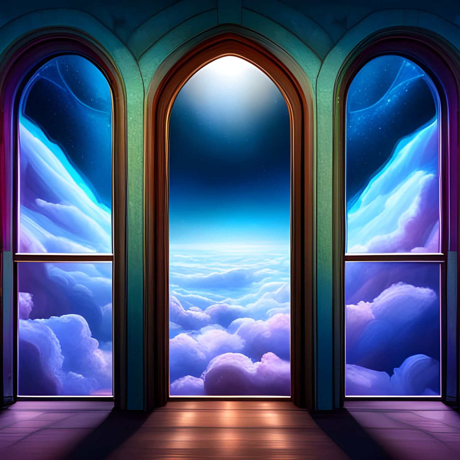 Heavenly Celestial World Through Magic Window