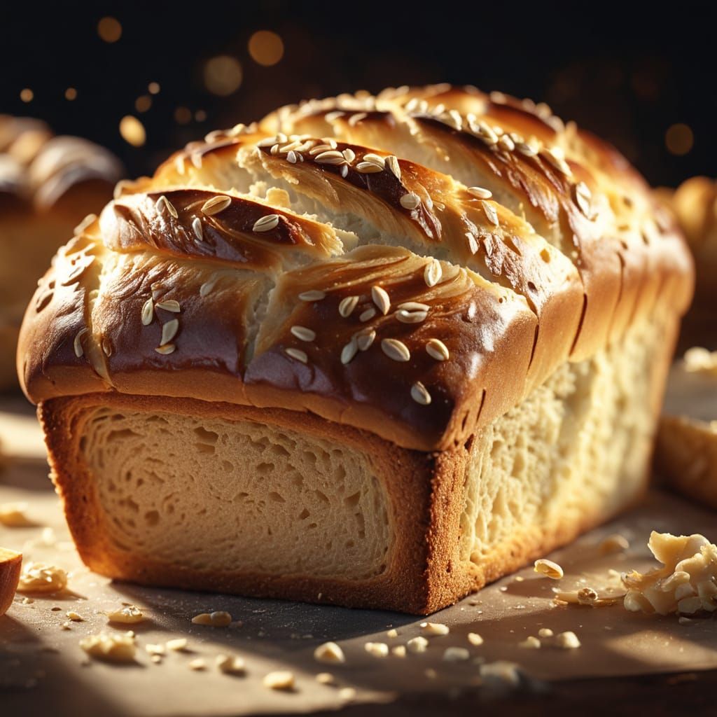 Cinematic Macro Photograph of Golden Bread
