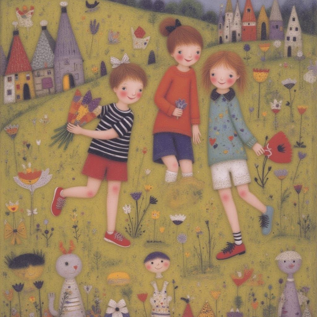 Children Playing in the Cotswolds