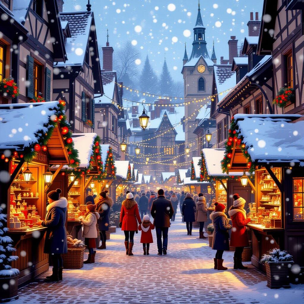 Festive Christmas Market in Historic Town Square