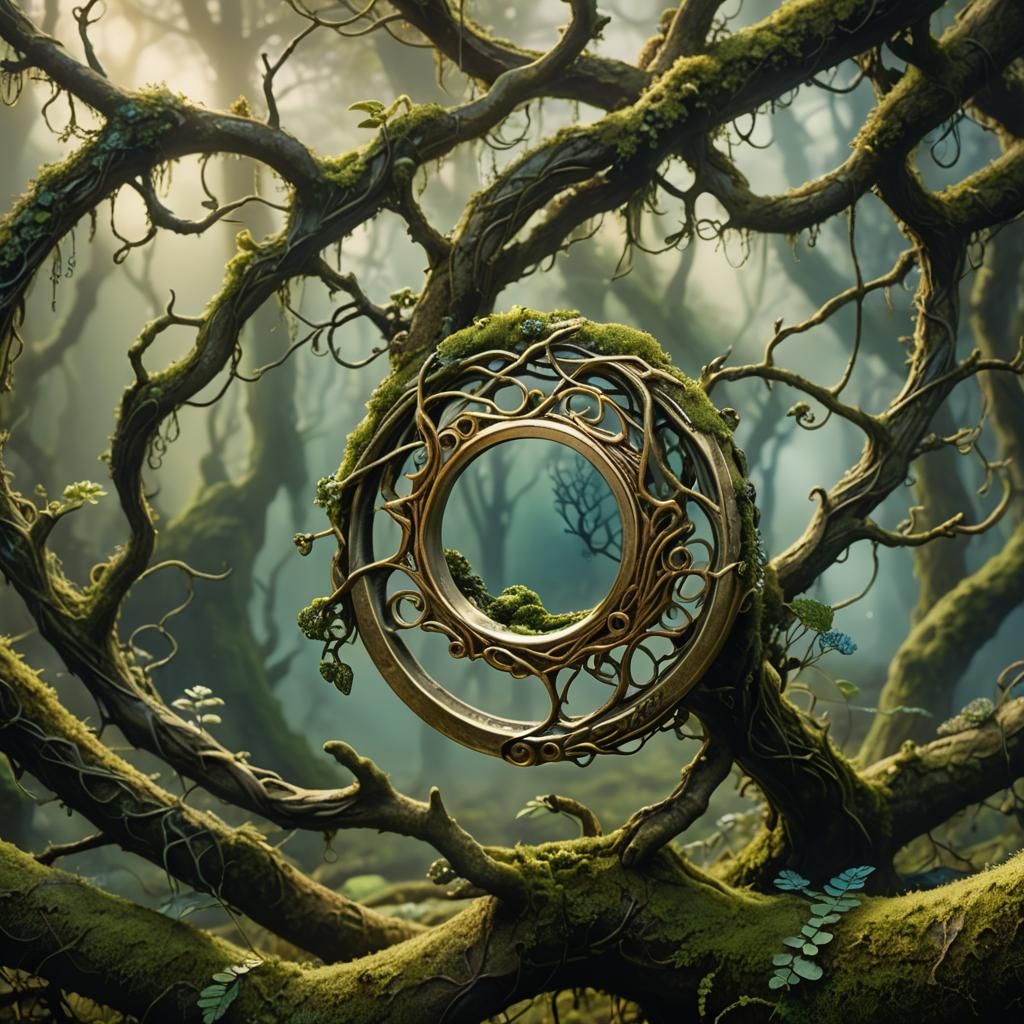 Ring with Forest Soul: Art Nouveau Fantasy