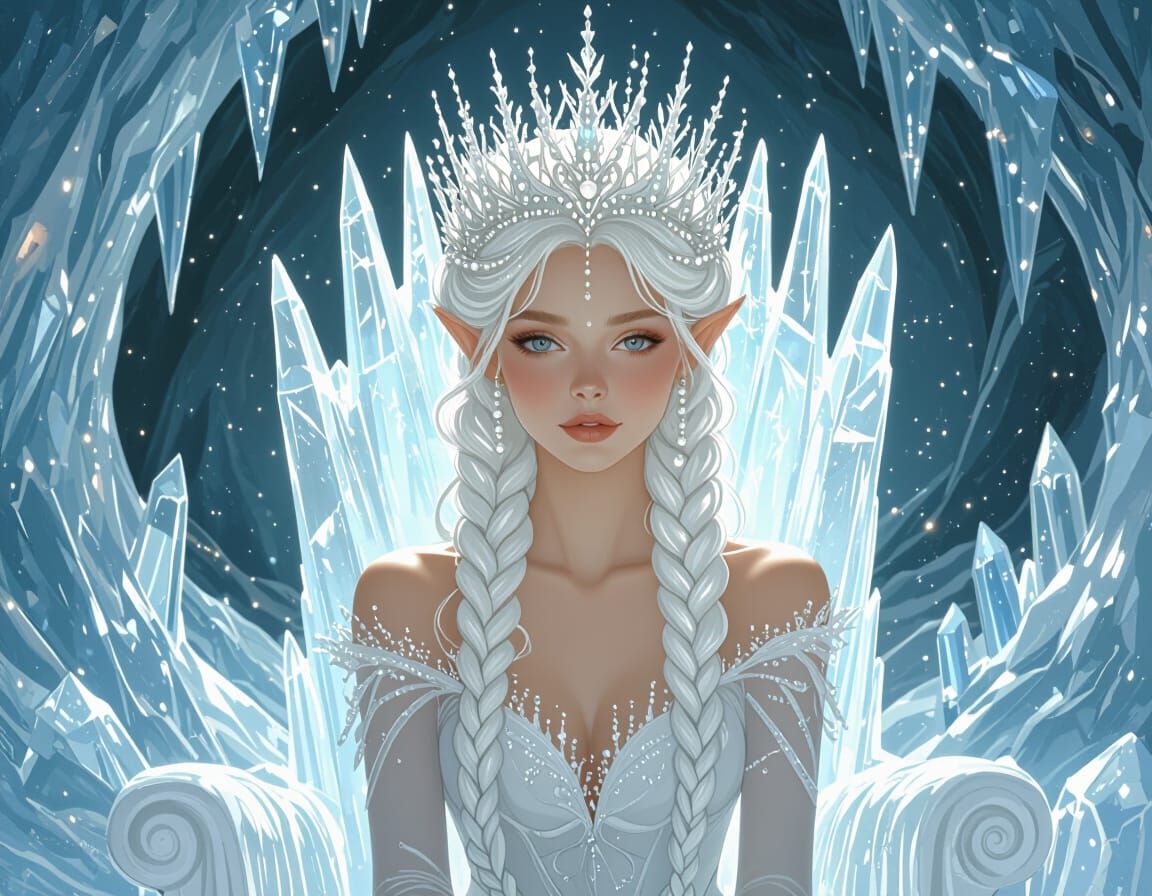 Icy Fairy Queen in Crystalline Cavern