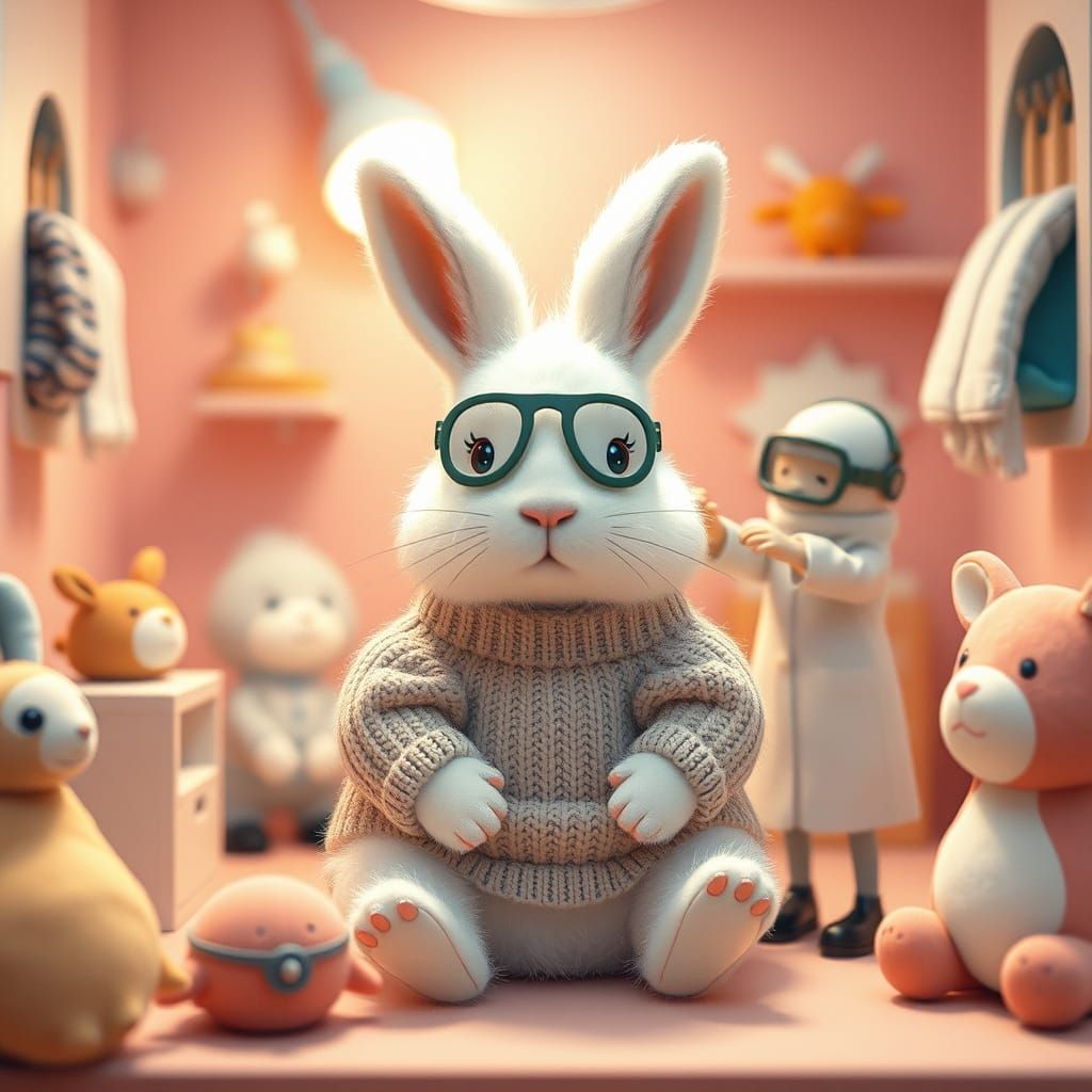 Whimsical Veterinary Scene in Beatrix Potter Style