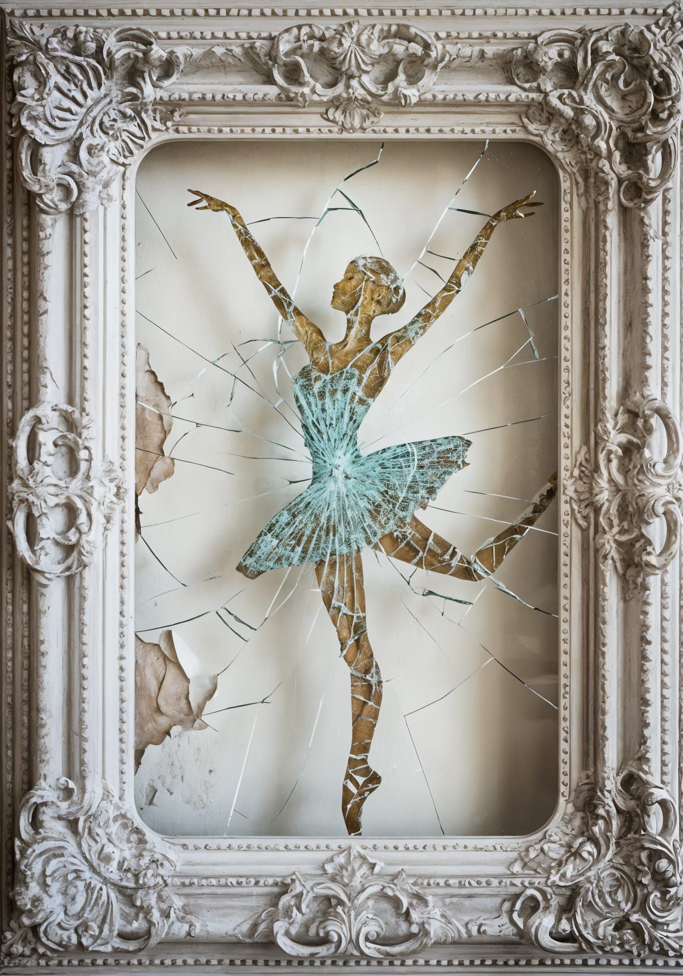 Ballerina Made of Shards in Rococo Style