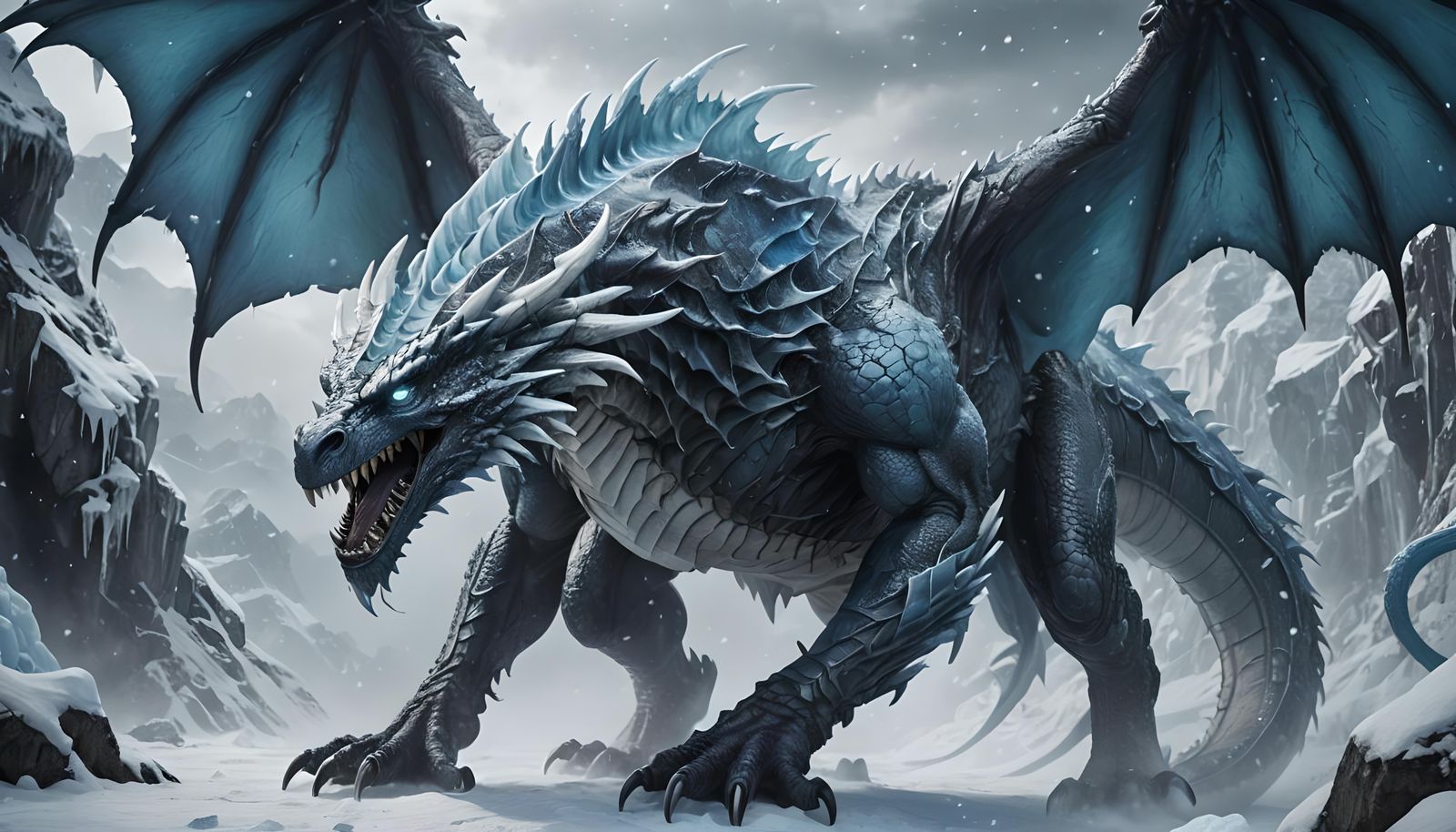 Glaciorax: Sinister Ice Dragon in Digital Painting