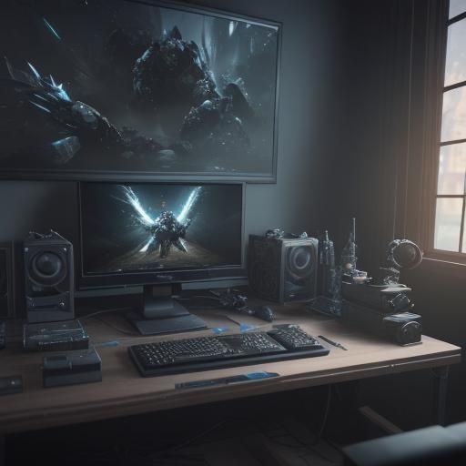 Detailed 3D Gaming PC Setup in 8K