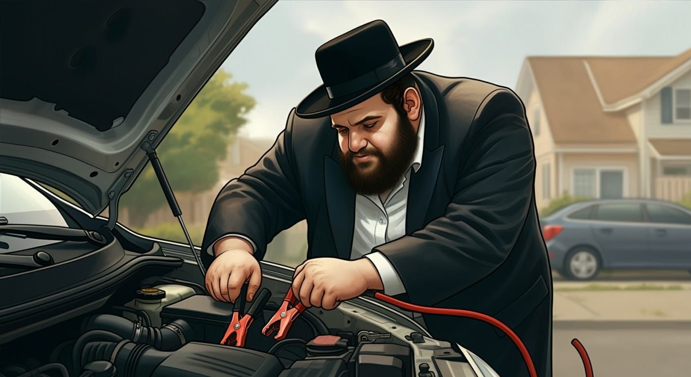 Digital Realistic Comic-Style Illustration of a Hasidic Man ...