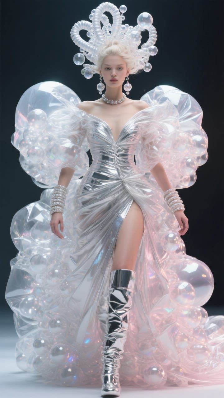 Bubble Wrap Couture: A Translucent Avant-Garde Masterpiece