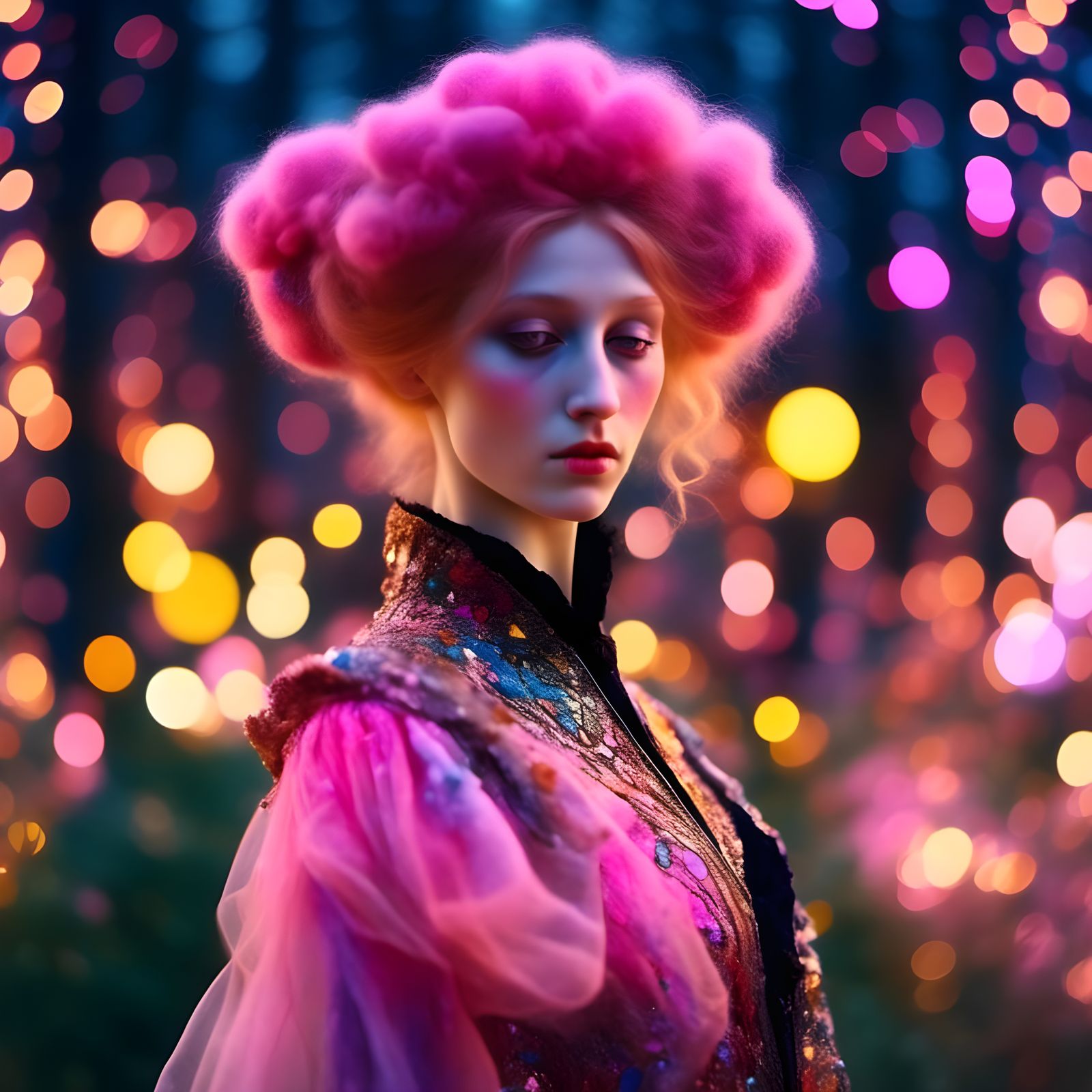 Female Elvis on Stage in Klimt-Inspired Style