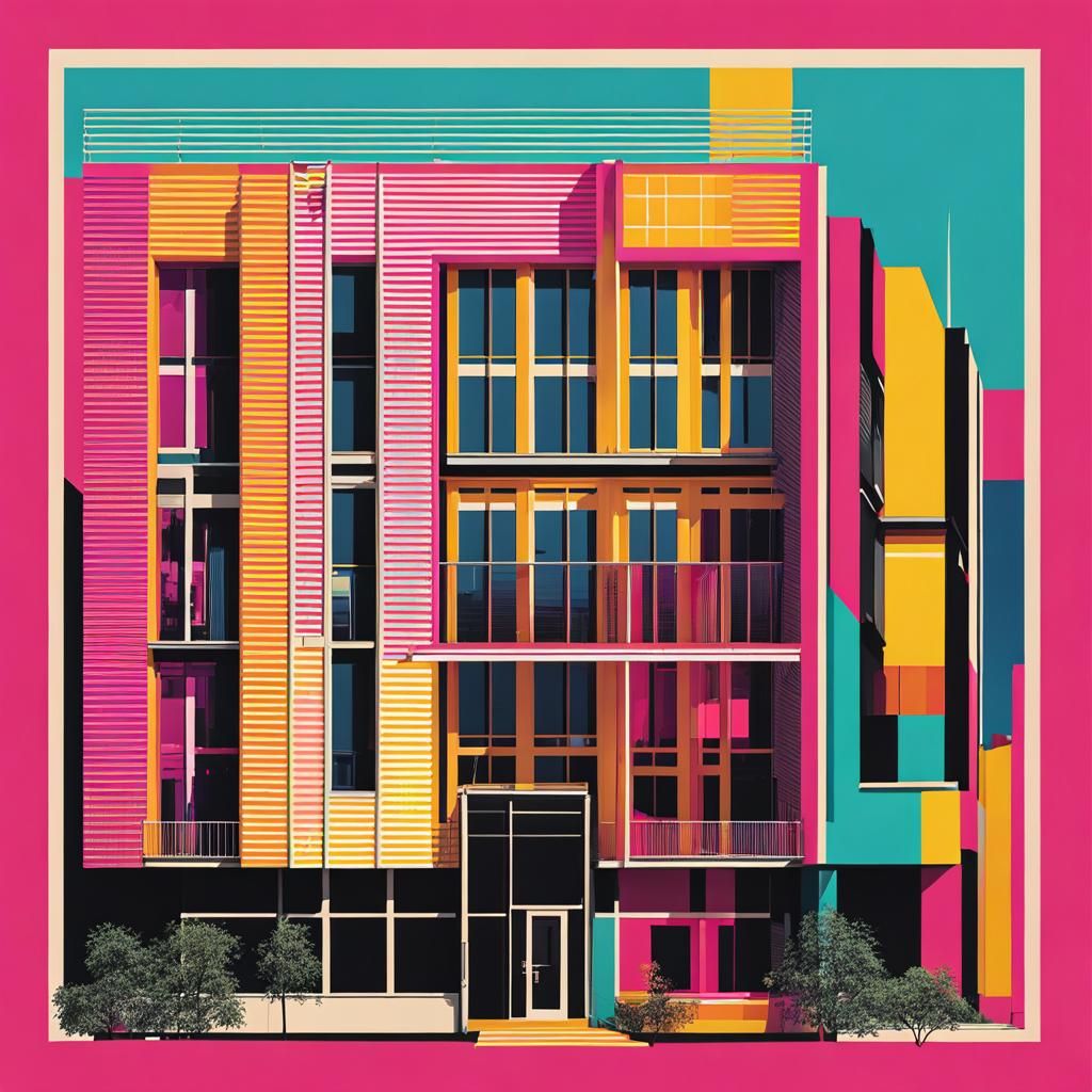 Planned Parenthood Building in Geometric Bauhaus Pop Art