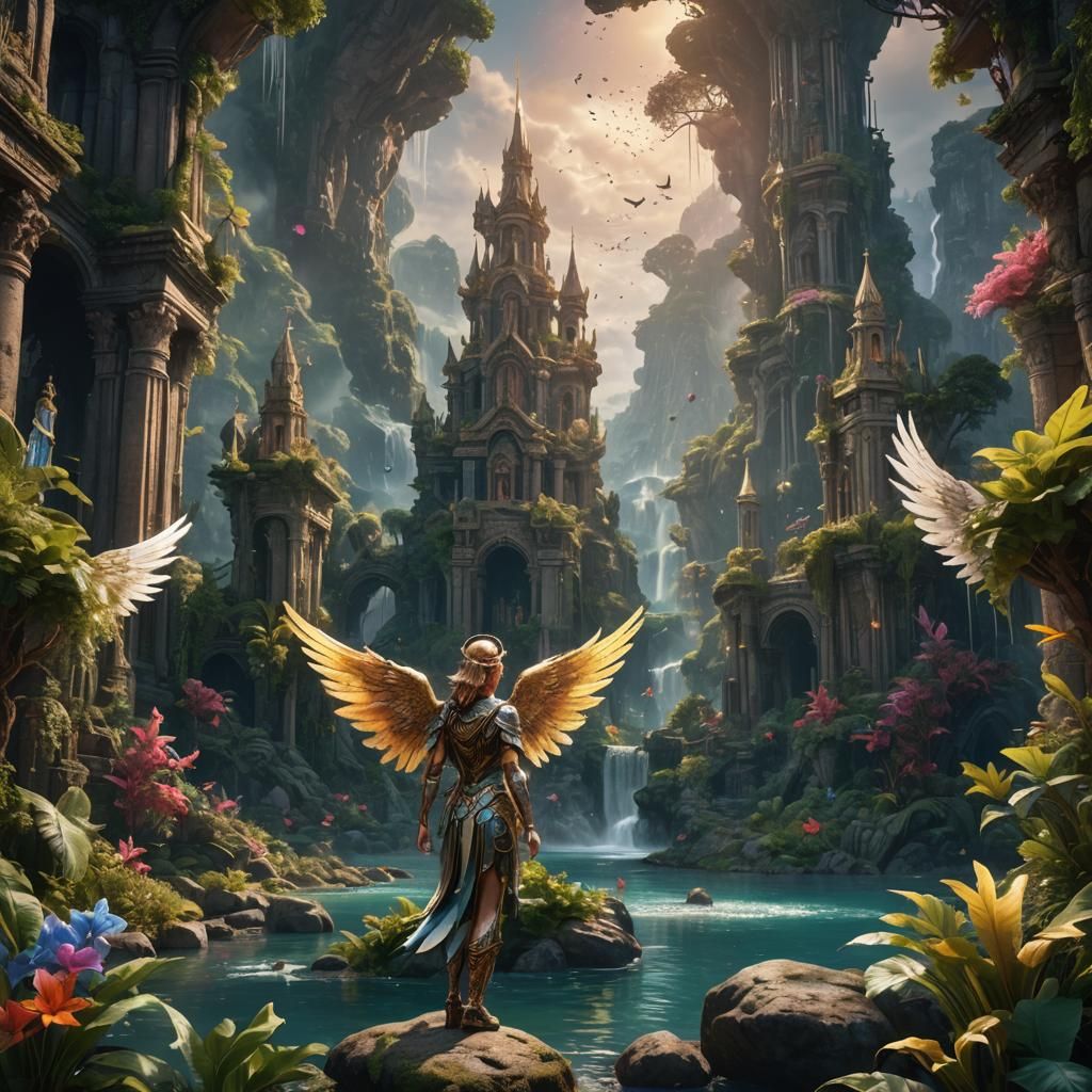 Angels in Paradise: Detailed Fantasy Concept Art