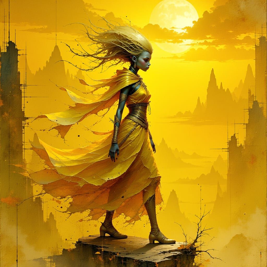 Golden Alien with Supernova Background