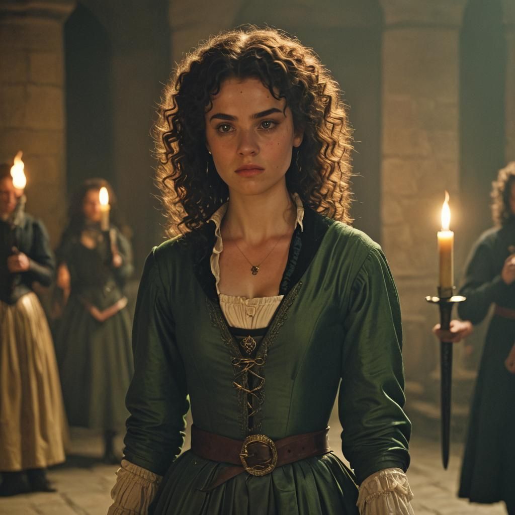 Strong Princess in 1600s Attire with Dagger