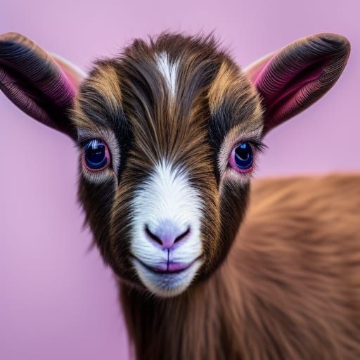 Adorable 3D Baby Goat Portrait with Sparkling Horns