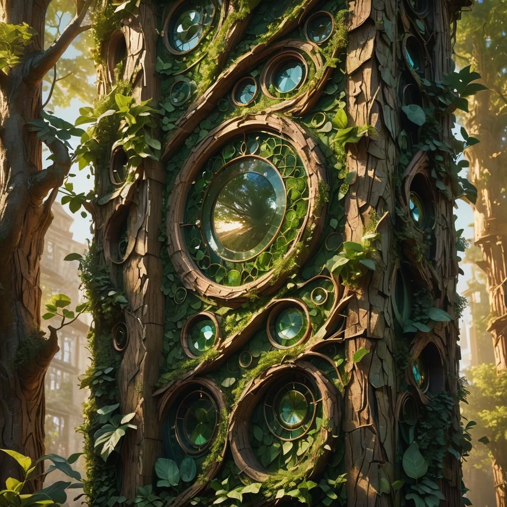 Mystical Green Tower with Crystal Windows