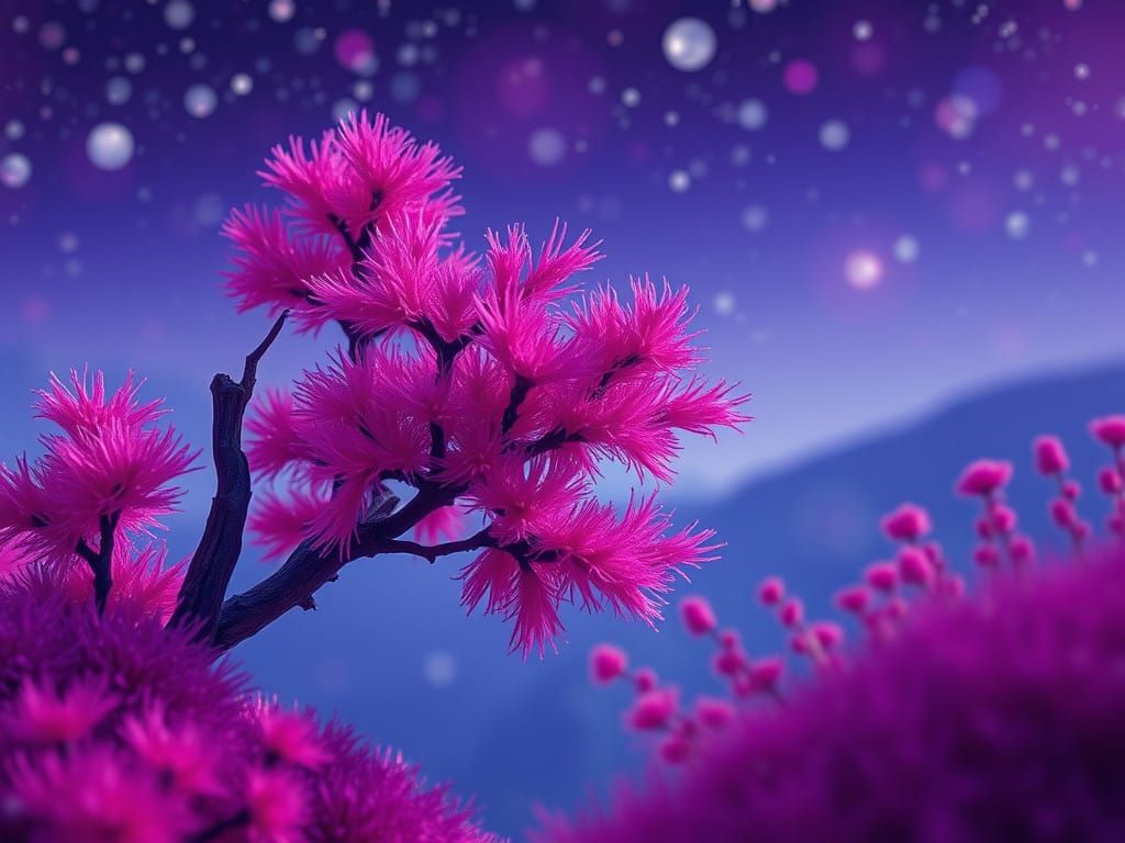 Abstract Expressionist Art in Fuchsia and Violet