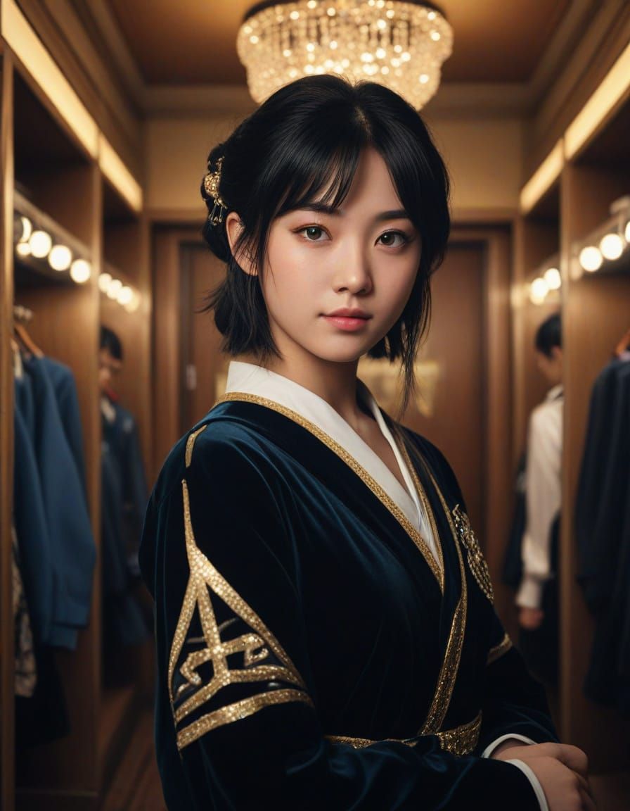 Japanese Schoolgirl in Dressing Room: Cinematic Art