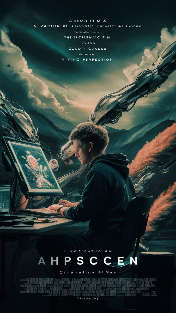 Epic Movie Poster of Programmer Creating AI Art
