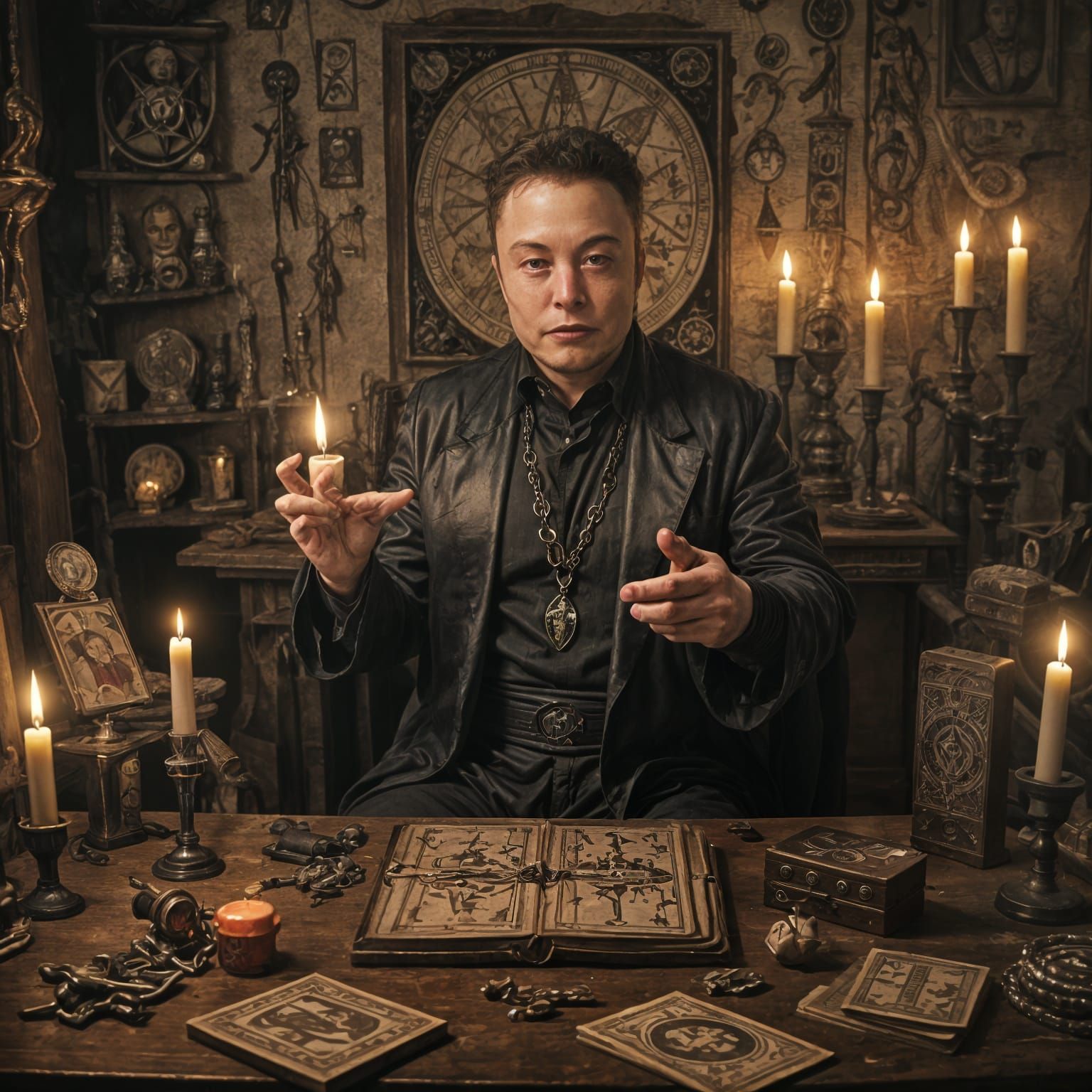 Elon Musk as a  Tarot Card player
