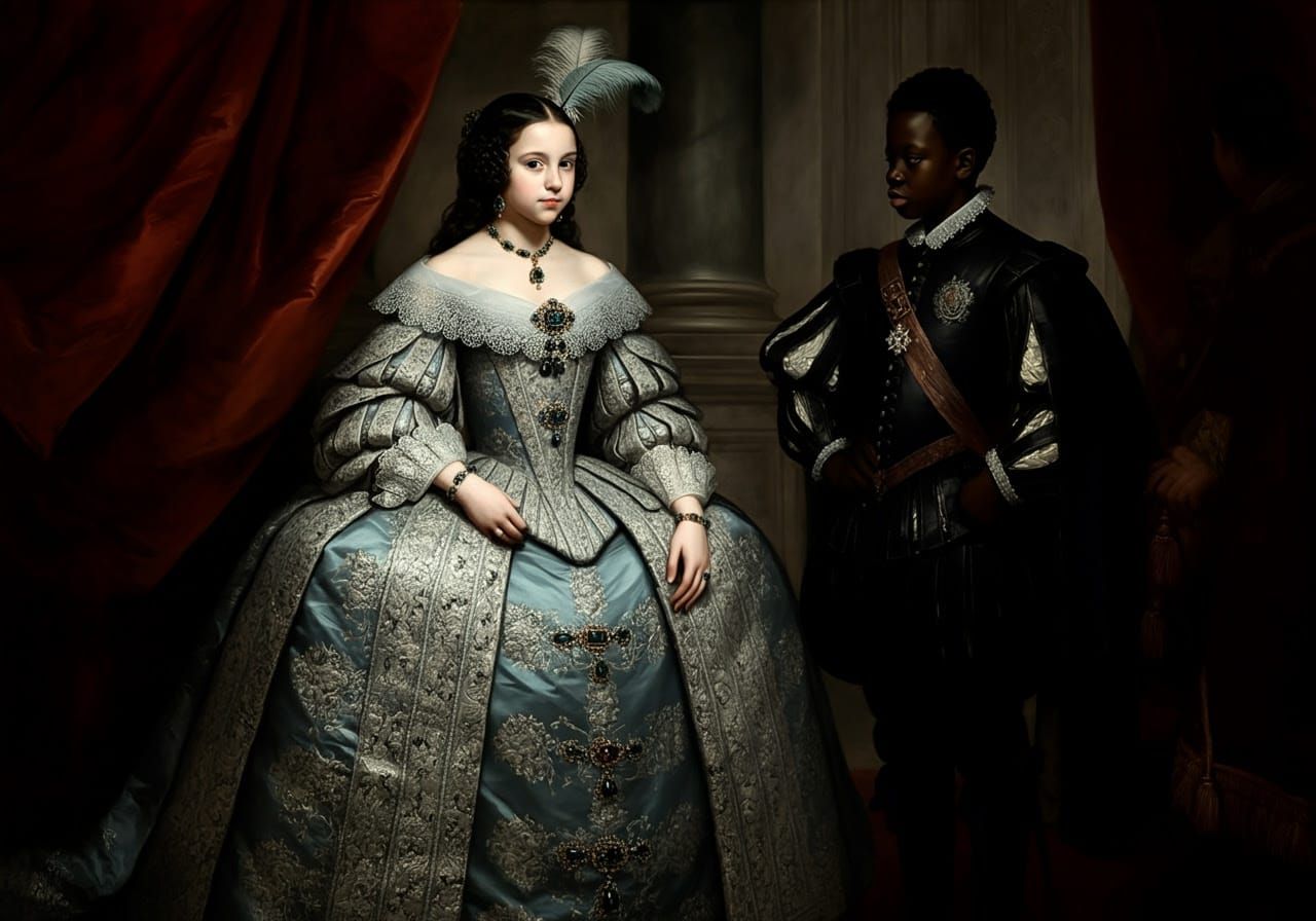 Spanish Infanta and Page in Baroque Style