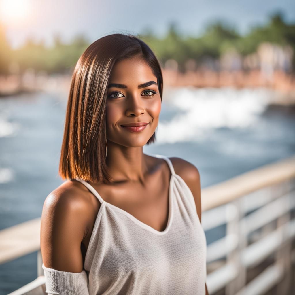 Colombian Woman with a Short Bob, Professional Photo