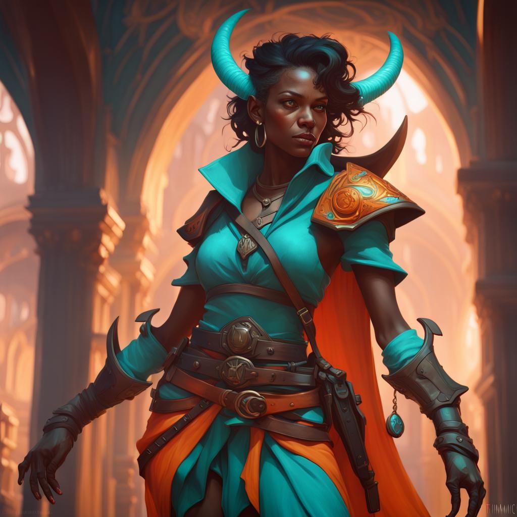 Tiefling Ranger Concept Art in Greg Rutkowski Style