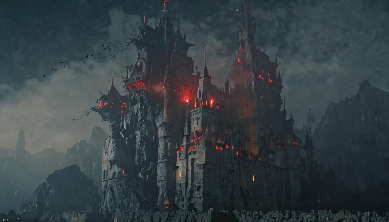 Mysterious Castle at Night in Cinematic Style
