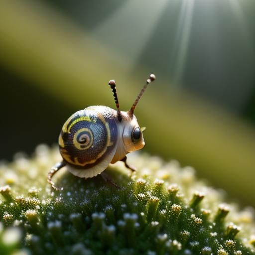 Cute Snail on Hillside in Bokeh Photography