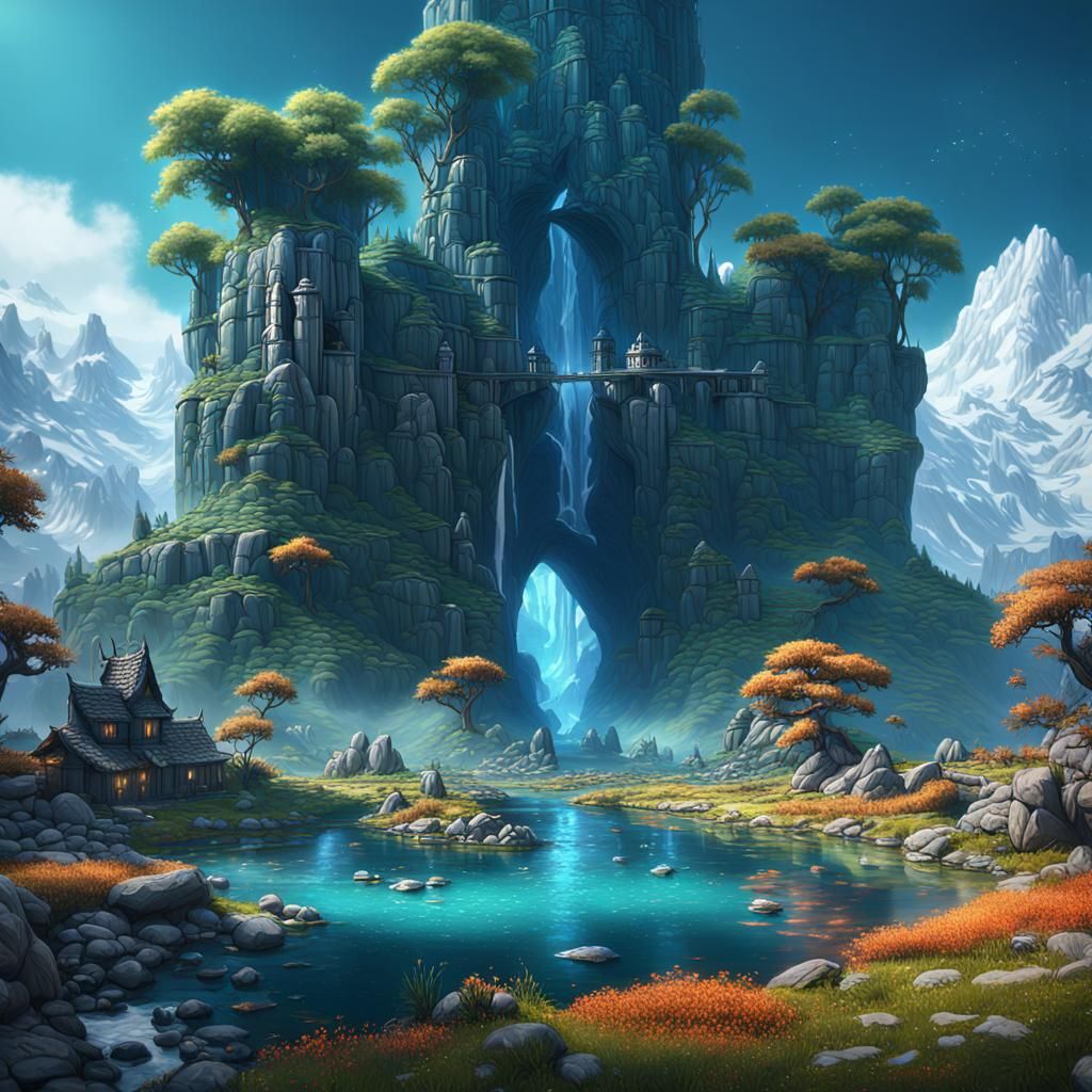 Fantastical Landscape in Detailed Matte Painting Style